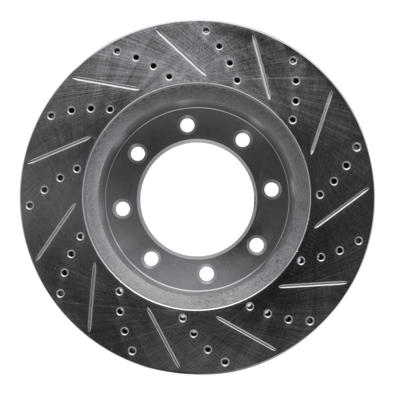 Ford F-350 Super Duty Brake Rotor (1) - Front Left - R1 Concepts - Drilled & Slotted - Silver - `12-`25
